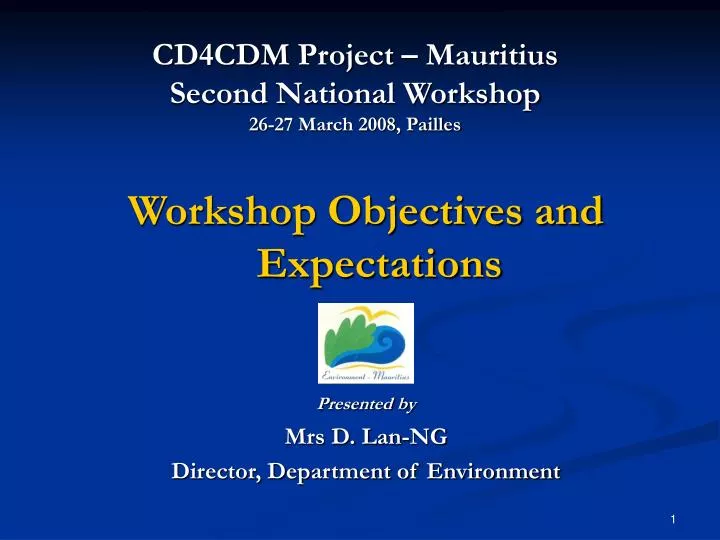 cd4cdm project mauritius second national workshop 26 27 march 2008 pailles