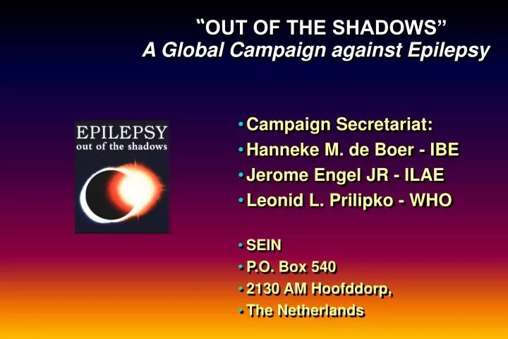out of the shadows a global campaign against epilepsy