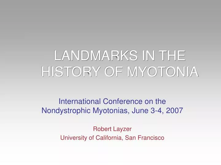 landmarks in the history of myotonia
