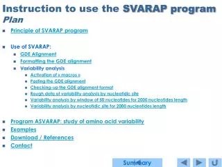 Instruction to use the SVARAP program Plan