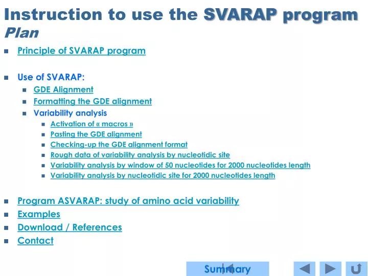 instruction to use the svarap program plan