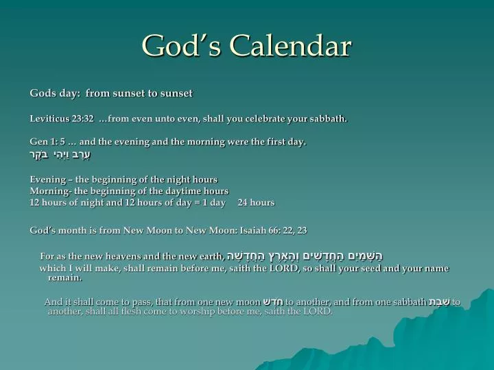god s calendar
