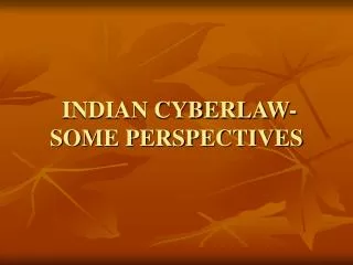 INDIAN CYBERLAW- SOME PERSPECTIVES