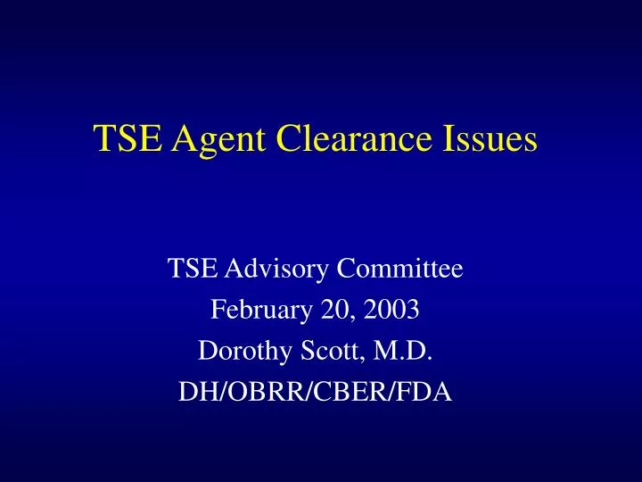 tse agent clearance issues