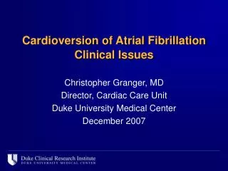 Cardioversion of Atrial Fibrillation Clinical Issues