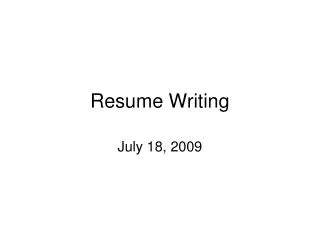 Resume Writing