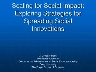 Scaling for Social Impact: Exploring Strategies for Spreading Social Innovations
