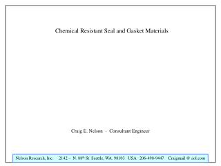 Chemical Resistant Seal and Gasket Materials