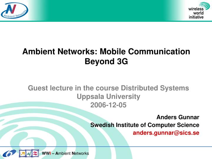 ambient networks mobile communication beyond 3g