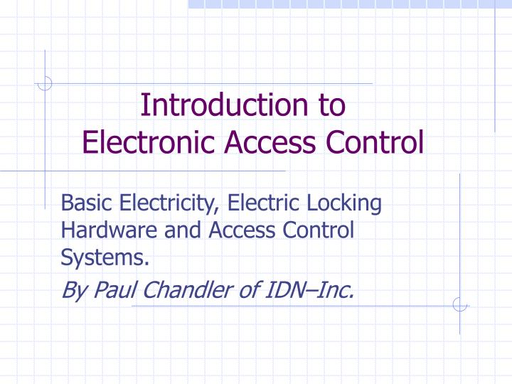 introduction to electronic access control