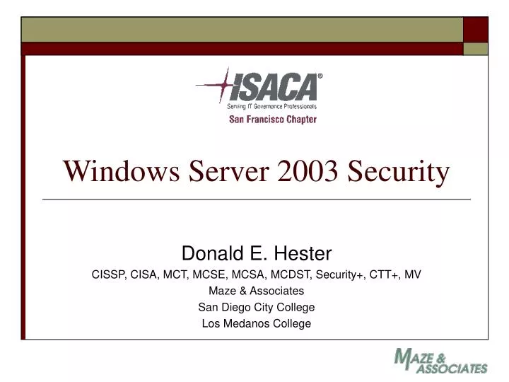 windows server 2003 security