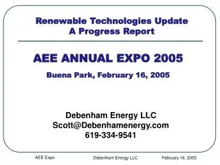 AEE ANNUAL EXPO 2005 Buena Park, February 16, 2005