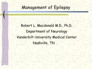Management of Epilepsy