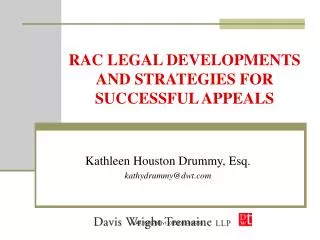 RAC LEGAL DEVELOPMENTS AND STRATEGIES FOR SUCCESSFUL APPEALS