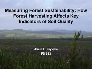 Measuring Forest Sustainability: How Forest Harvesting Affects Key Indicators of Soil Quality