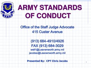 ARMY STANDARDS 	OF CONDUCT