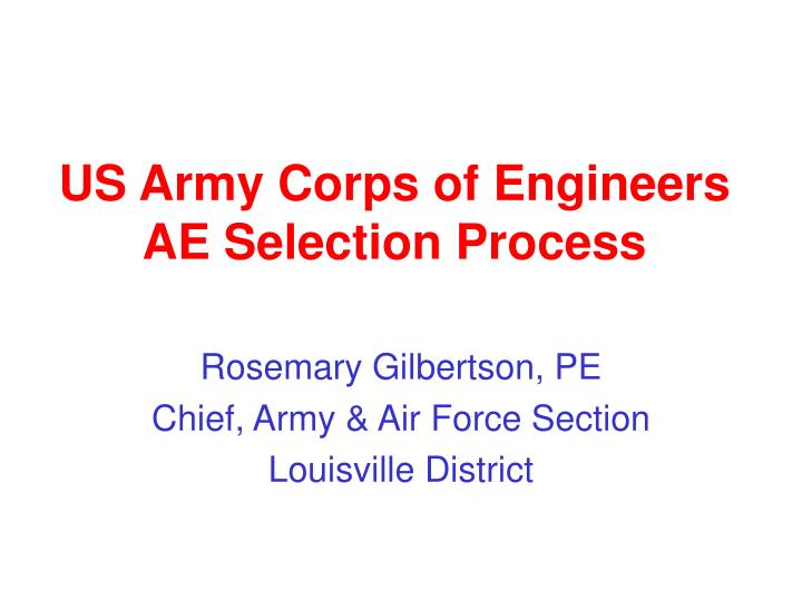 us army corps of engineers ae selection process