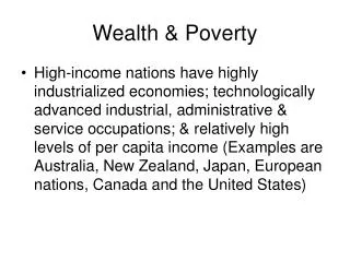 Wealth &amp; Poverty