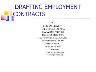 DRAFTING EMPLOYMENT CONTRACTS