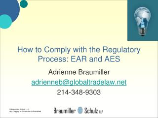 How to Comply with the Regulatory Process: EAR and AES