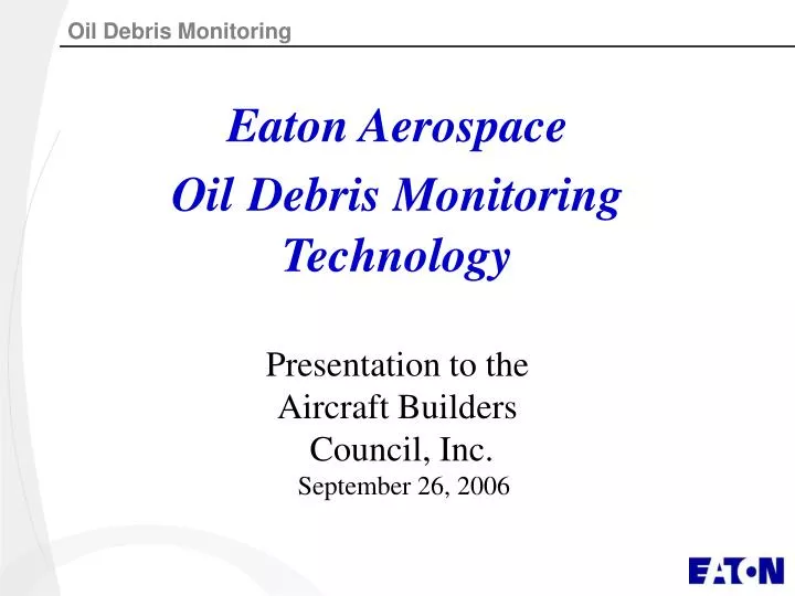 eaton aerospace oil debris monitoring technology