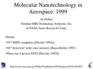 Molecular Nanotechnology in Aerospace: 1999