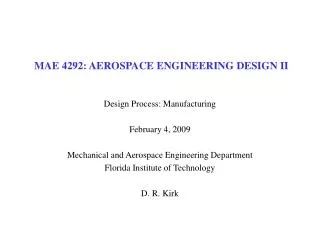 MAE 4292: AEROSPACE ENGINEERING DESIGN II