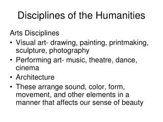 Disciplines of the Humanities