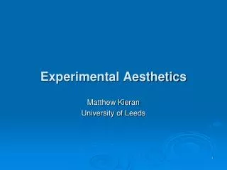 Experimental Aesthetics