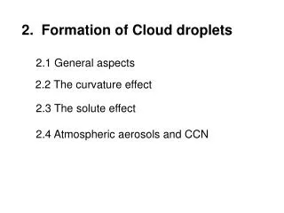 2. Formation of Cloud droplets