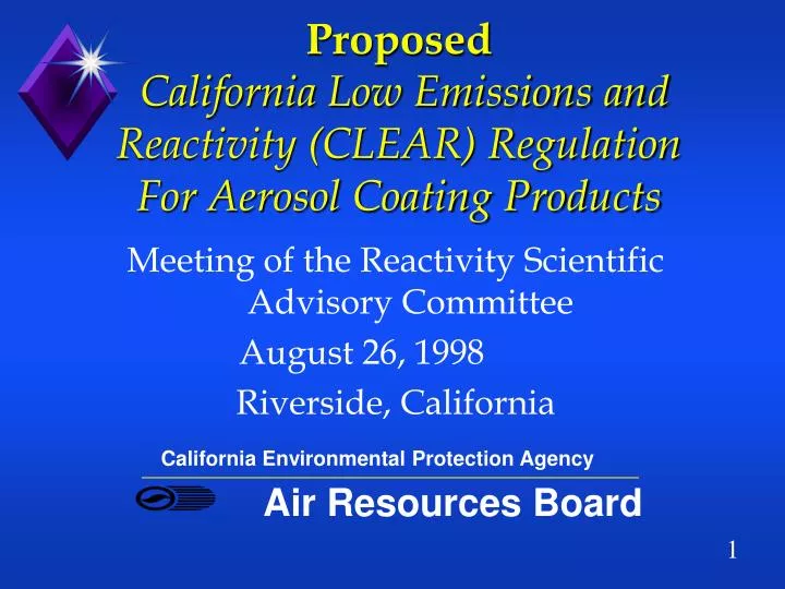 proposed california low emissions and reactivity clear regulation for aerosol coating products