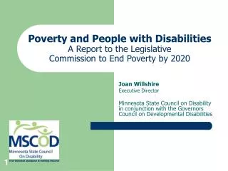 Poverty and People with Disabilities A Report to the Legislative Commission to End Poverty by 2020