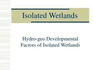 Isolated Wetlands