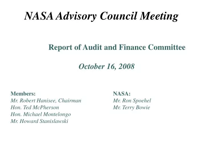 nasa advisory council meeting