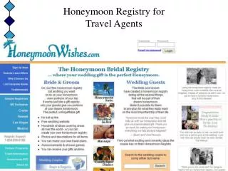 Honeymoon Registry for Travel Agents