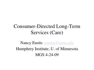 Consumer-Directed Long-Term Services (Care)