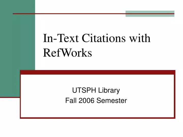 in text citations with refworks