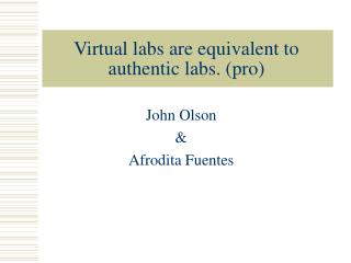 Virtual labs are equivalent to authentic labs. (pro)