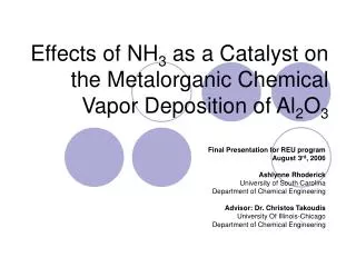 Effects of NH 3 as a Catalyst on the Metalorganic Chemical Vapor Deposition of Al 2 O 3