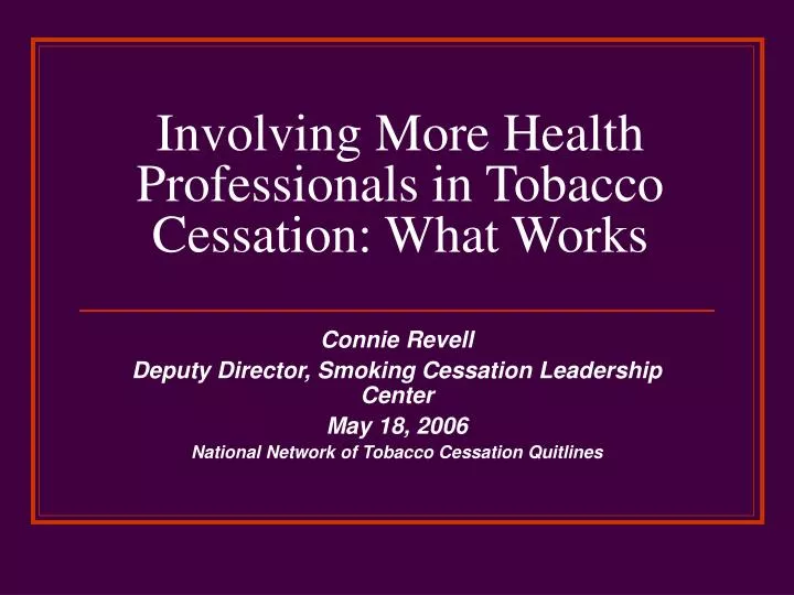 involving more health professionals in tobacco cessation what works