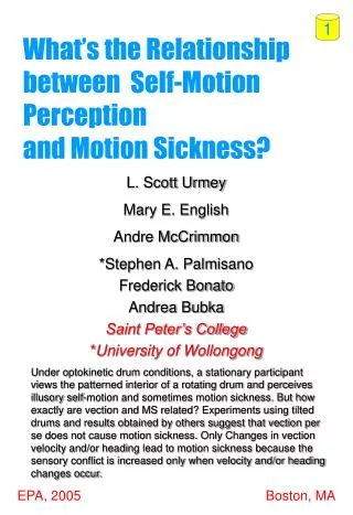 What’s the Relationship between Self-Motion Perception and Motion Sickness?