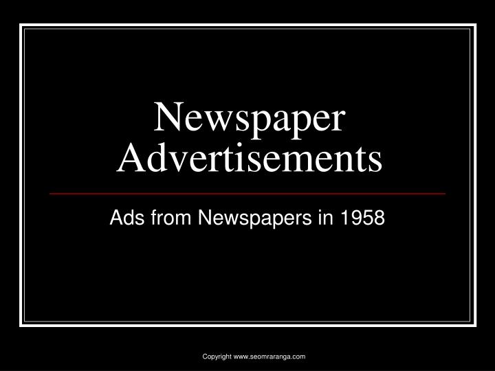 newspaper advertisements