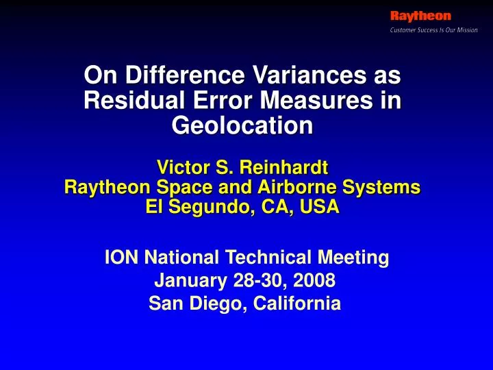 on difference variances as residual error measures in geolocation