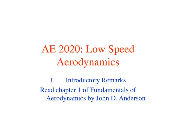 ae 2020 low speed aerodynamics