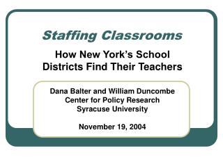 Staffing Classrooms