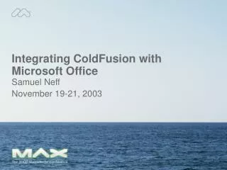Integrating ColdFusion with Microsoft Office