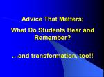 Advice That Matters: - slide 1