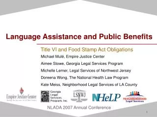 Language Assistance and Public Benefits