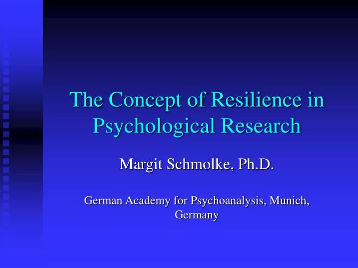 the concept of resilience in psychological research