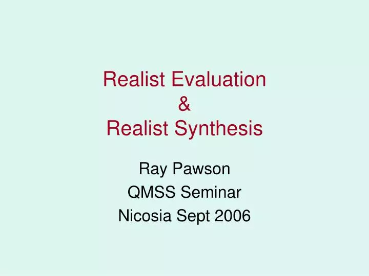realist evaluation realist synthesis
